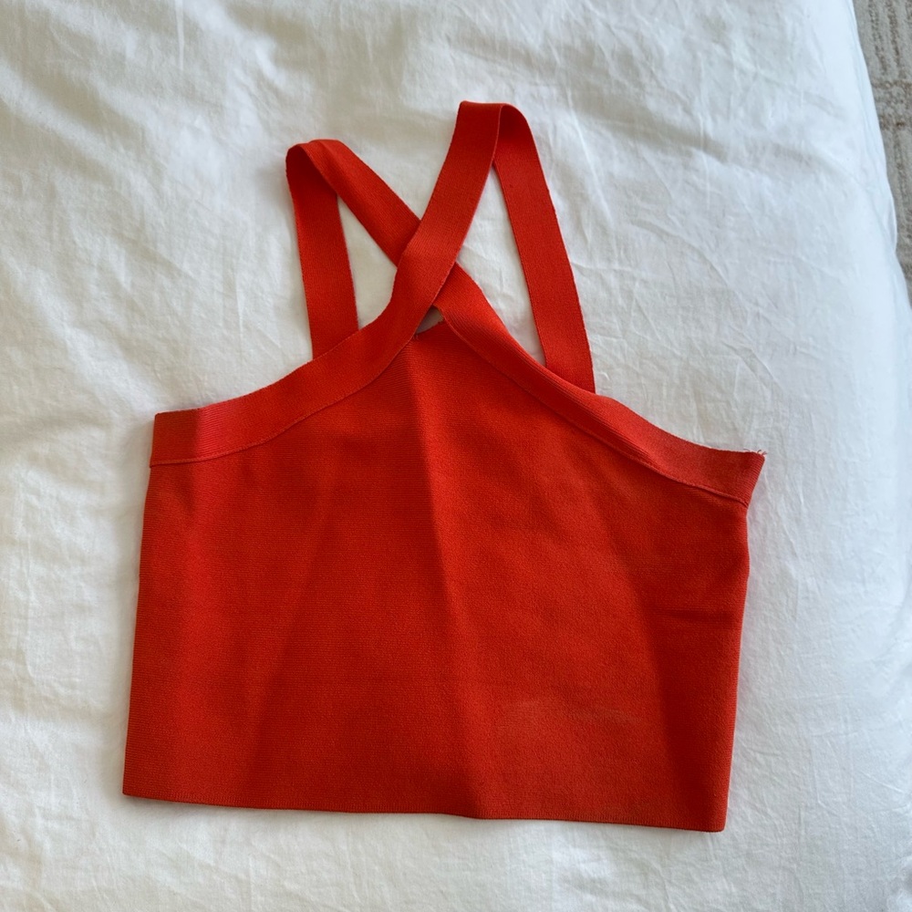 Superdown Red Cross-Back Tank Top